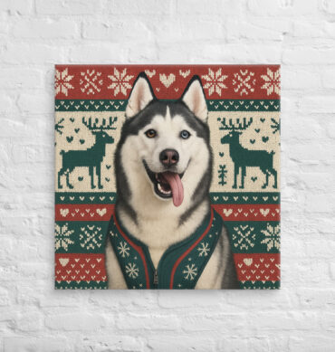 Nordic Christmas Pattern Custom Pet Canvas Wall Art – Festive Home Décor