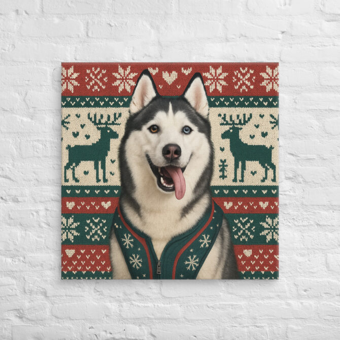 Nordic Christmas Pattern Custom Pet Canvas Wall Art – Festive Home Décor