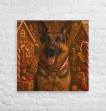 Custom Pet Canvas Wall Art – Gingerbread Wonderland Design