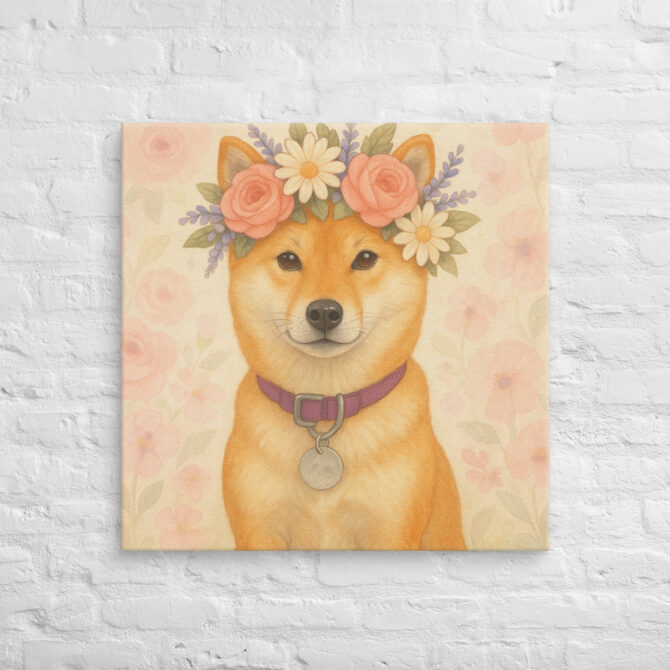 Floral Crown Princess – Custom Pet Canvas Wall Art for Home Décor