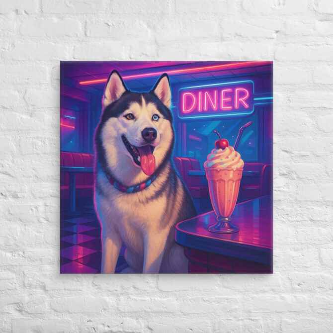 Neon Diner Vibes – Custom Pet Canvas Wall Art