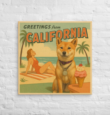 Retro Beach Postcard – Custom Pet Canvas Wall Art for Home Décor & Gifts