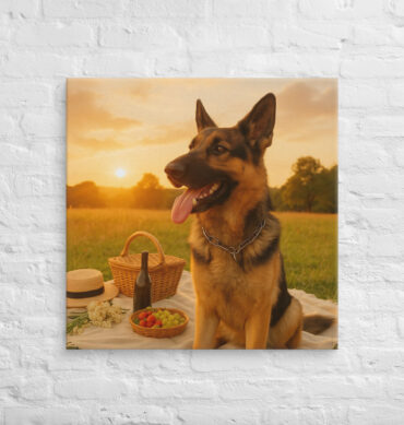 Custom Pet Canvas Wall Art – Sunset Picnic Design