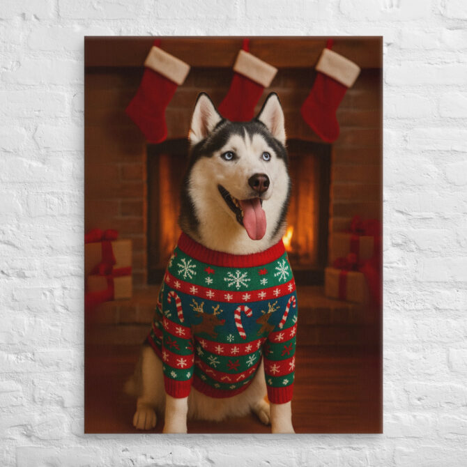 Ugly Christmas Sweater Fun – Custom Pet Canvas Wall Art - Image 3
