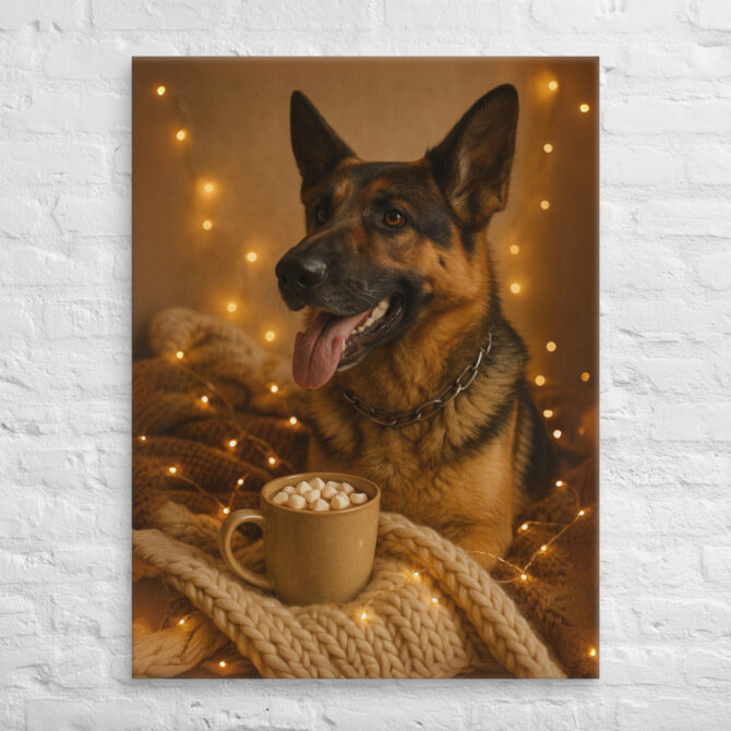 Hot Cocoa Cozy Blanket – Custom Pet Canvas Wall Art with Your Pet’s Portrait - Image 3