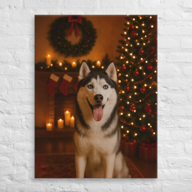 Christmas Eve Fireplace – Custom Pet Canvas Wall Art - Image 3