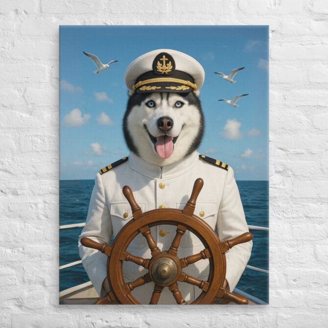 Custom Pet Portrait – Sailor Captain Canvas Wall Art - Image 3