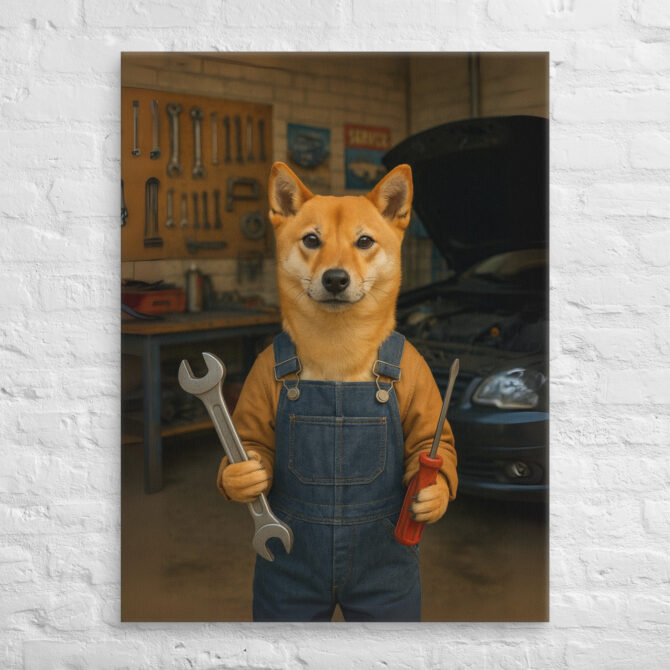 Mechanic Pet Portrait – Custom Work-Themed Canvas Wall Art - Image 3