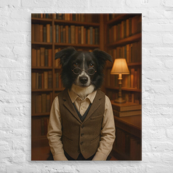 Custom Pet Librarian Portrait – Work-Themed Canvas Wall Art - Image 3