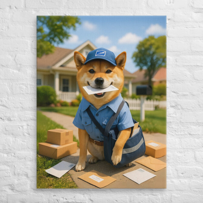 Mail Carrier Pet Portrait – Custom Work-Themed Canvas - Image 3