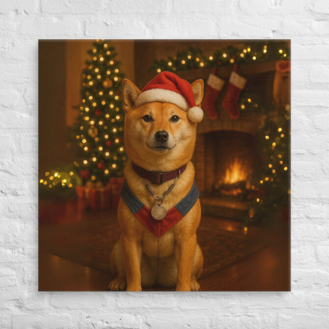 Cozy Christmas Fireplace – Custom Pet Canvas Wall Art - Image 4
