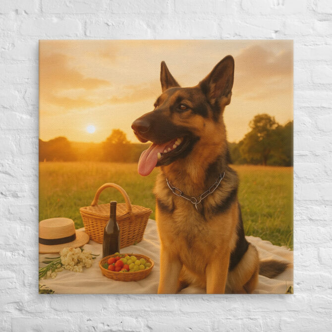 Custom Pet Canvas Wall Art – Sunset Picnic Design - Image 4