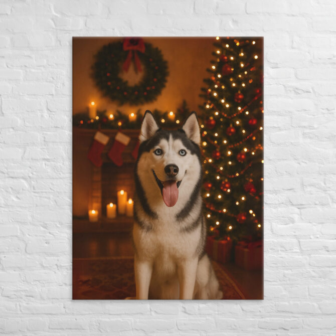 Christmas Eve Fireplace – Custom Pet Canvas Wall Art - Image 4
