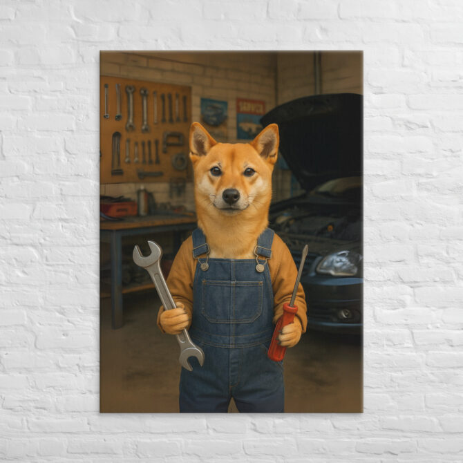 Mechanic Pet Portrait – Custom Work-Themed Canvas Wall Art - Image 4