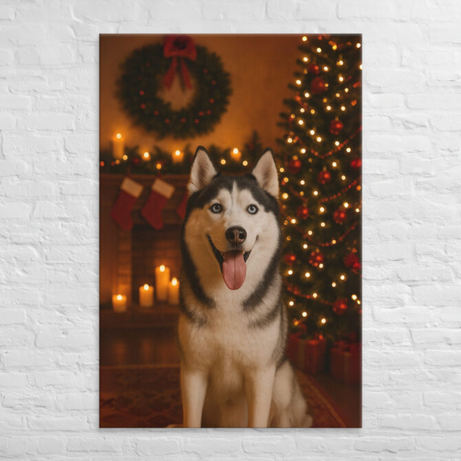 Christmas Eve Fireplace – Custom Pet Canvas Wall Art - Image 5