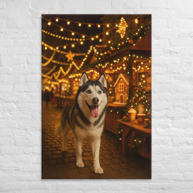 Christmas Market Lights – Custom Pet Canvas Wall Art with Your Pet - Image 5