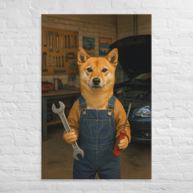 Mechanic Pet Portrait – Custom Work-Themed Canvas Wall Art - Image 5