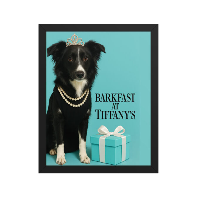 Custom Pet Poster – Barkfast at Tiffany’s | Framed Classic Movie Print - Image 2