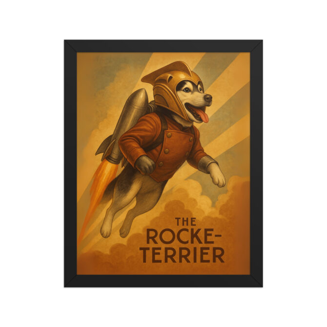 The Rocke-terrier – Custom Pet Poster in The Rocketeer Style (Framed) - Image 2
