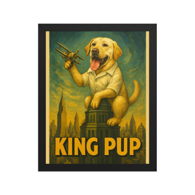Custom Pet Poster – “King Pup” King Kong-Inspired Framed Artwork - Image 2