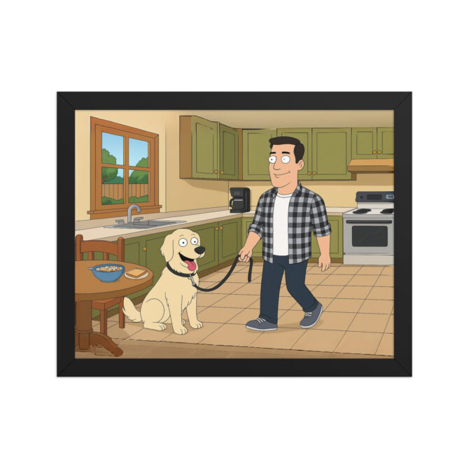 American Dad Cartoon Poster with Your Pet & You – Kitchen Scene - Image 2
