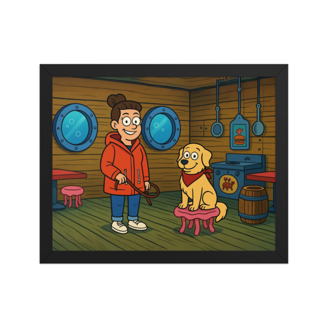 SpongeBob Cartoon-Style Pet & Owner Poster – Krabby Diner Scene - Image 2