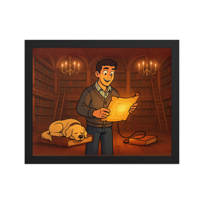 DUCKTALES – Mansion Library Custom Pet & Owner Cartoon Framed Poster - Image 2