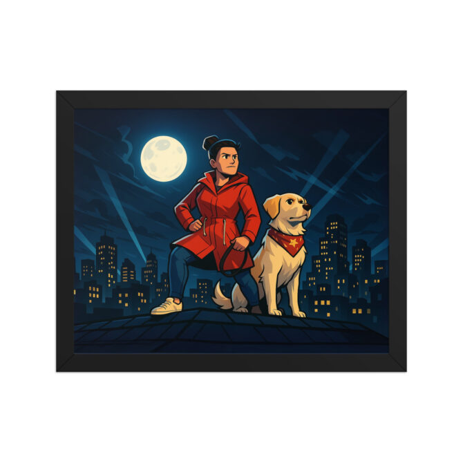 DUCKTALES – Rooftop Hero Scene Custom Pet & Owner Framed Poster - Image 2