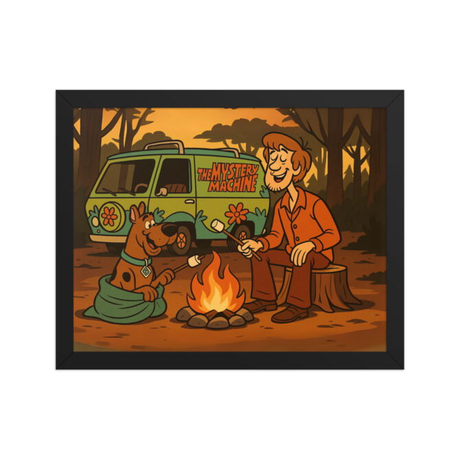 Custom SCOOBY-DOO “Mystery Van Camp” Pet & Owner Cartoon Framed Poster - Image 2