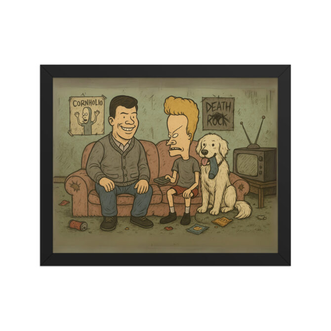 Custom BEAVIS AND BUTT-HEAD Grungy Couch Scene Pet & Owner Framed Poster - Image 2