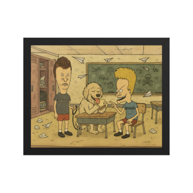 BEAVIS AND BUTT-HEAD – School Desk Chaos Custom Pet & Owner Cartoon Poster - Image 2