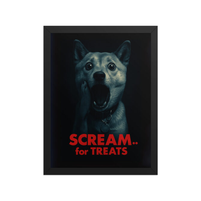 Custom Pet Movie Poster – “Scream... for Treats” (Framed Print) - Image 3
