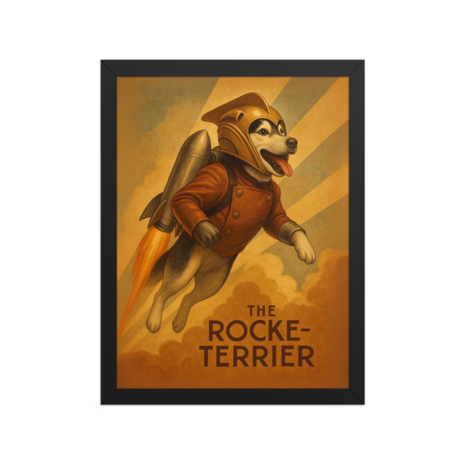 The Rocke-terrier – Custom Pet Poster in The Rocketeer Style (Framed) - Image 3