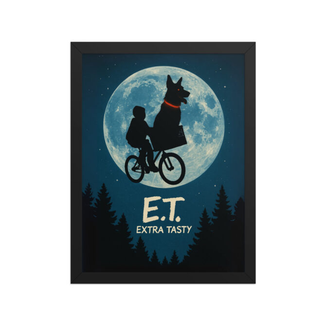 Custom Pet Movie Poster – E.T. Style “Extra Tasty” Framed Print - Image 3