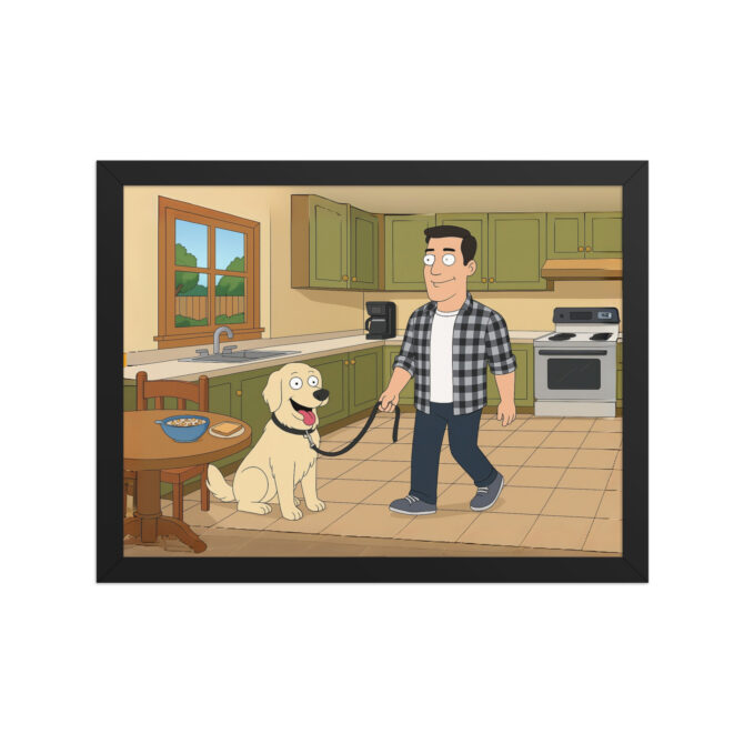 American Dad Cartoon Poster with Your Pet & You – Kitchen Scene - Image 3