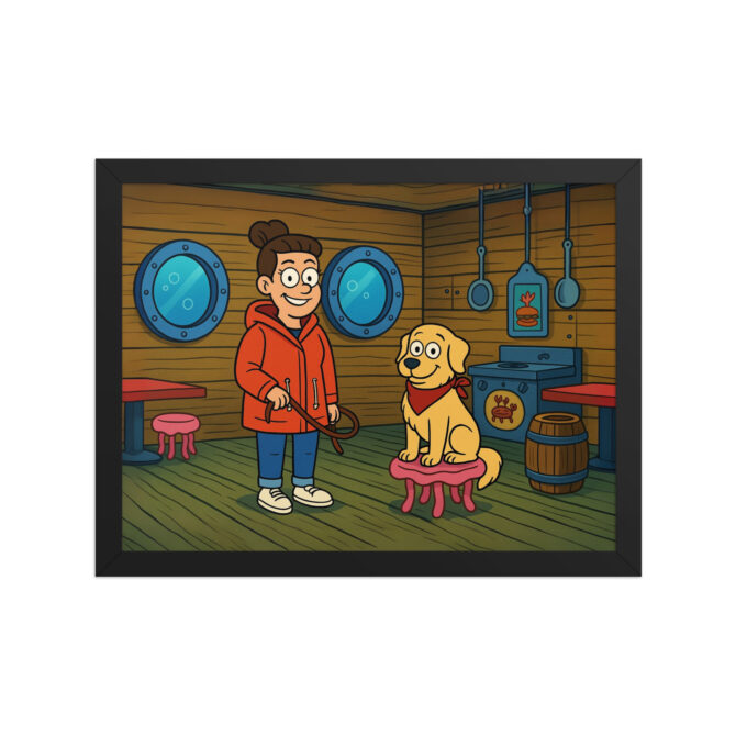 SpongeBob Cartoon-Style Pet & Owner Poster – Krabby Diner Scene - Image 3