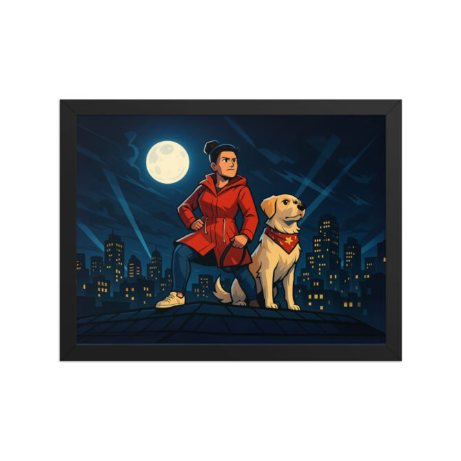 DUCKTALES – Rooftop Hero Scene Custom Pet & Owner Framed Poster - Image 3