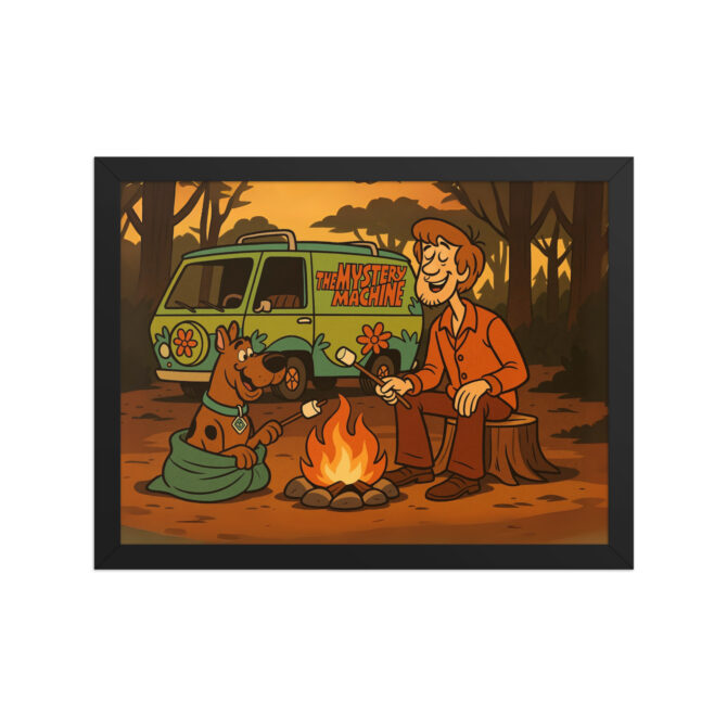 Custom SCOOBY-DOO “Mystery Van Camp” Pet & Owner Cartoon Framed Poster - Image 3