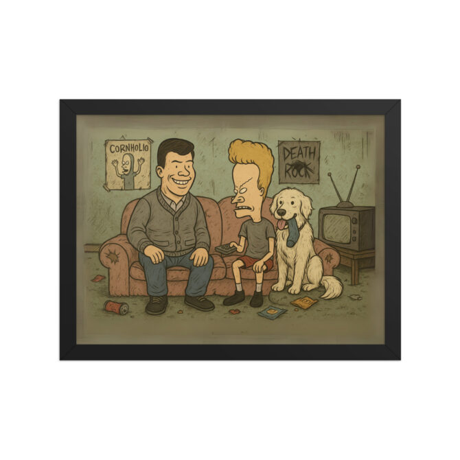 Custom BEAVIS AND BUTT-HEAD Grungy Couch Scene Pet & Owner Framed Poster - Image 3