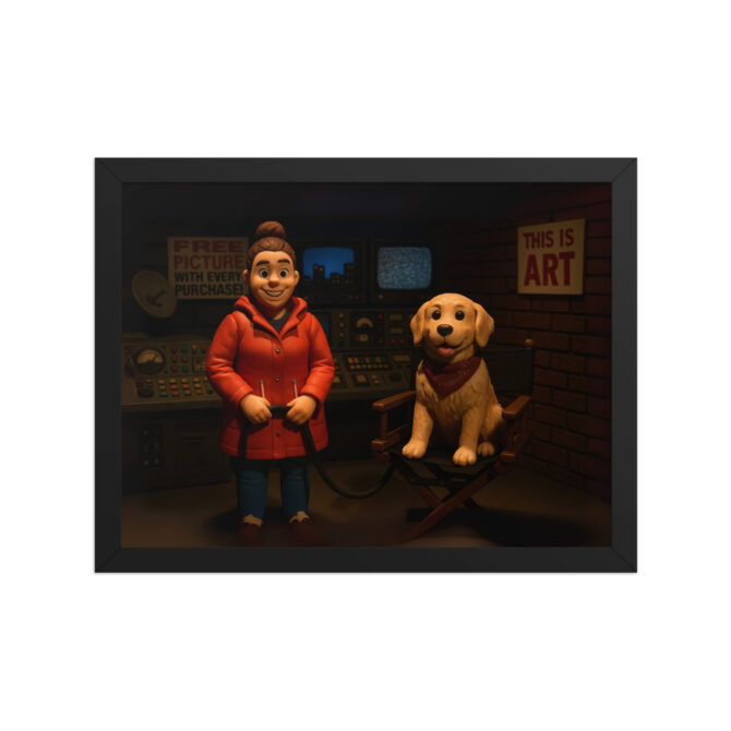 Custom Robot Chicken-Style Pet & Owner Poster – Late-Night Studio Scene - Image 3