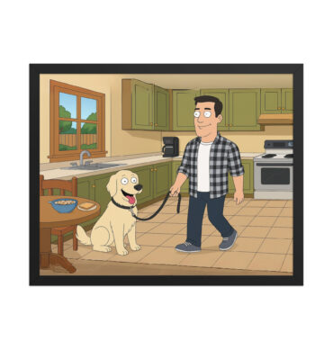 American Dad Cartoon Poster with Your Pet & You – Kitchen Scene