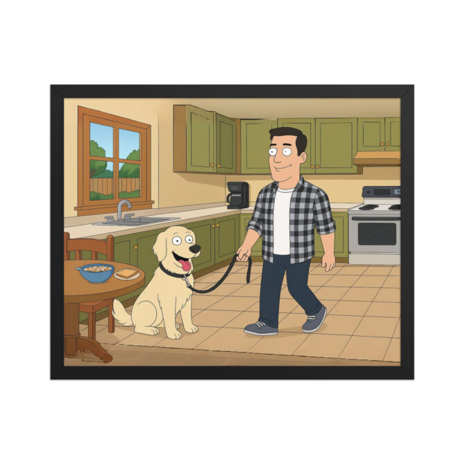 American Dad Cartoon Poster with Your Pet & You – Kitchen Scene