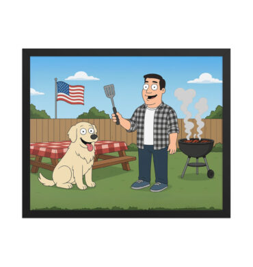 AMERICAN DAD – Backyard BBQ Custom Cartoon Pet Poster