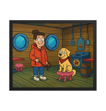 SpongeBob Cartoon-Style Pet & Owner Poster – Krabby Diner Scene