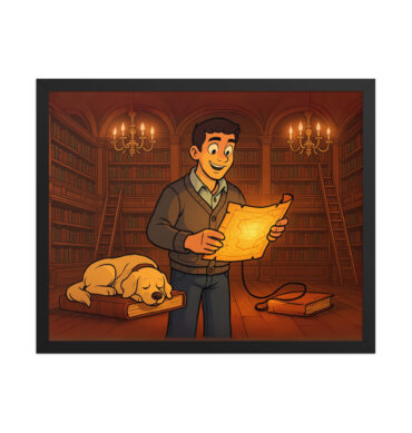 DUCKTALES – Mansion Library Custom Pet & Owner Cartoon Framed Poster