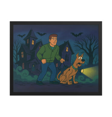 SCOOBY-DOO Haunted Mansion Custom Pet & Owner Cartoon Poster – Framed Wall Art