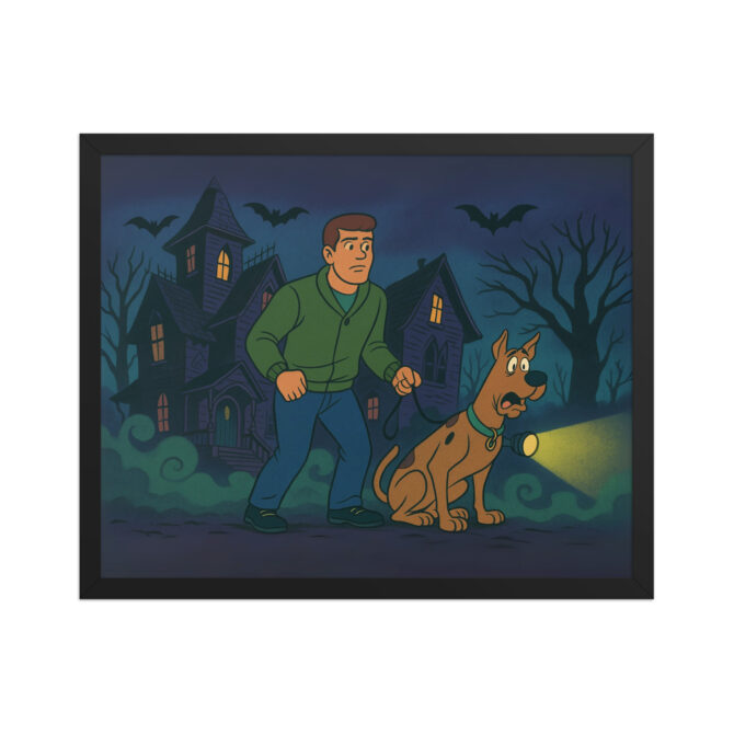 SCOOBY-DOO Haunted Mansion Custom Pet & Owner Cartoon Poster – Framed Wall Art