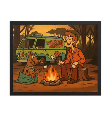 Custom SCOOBY-DOO “Mystery Van Camp” Pet & Owner Cartoon Framed Poster
