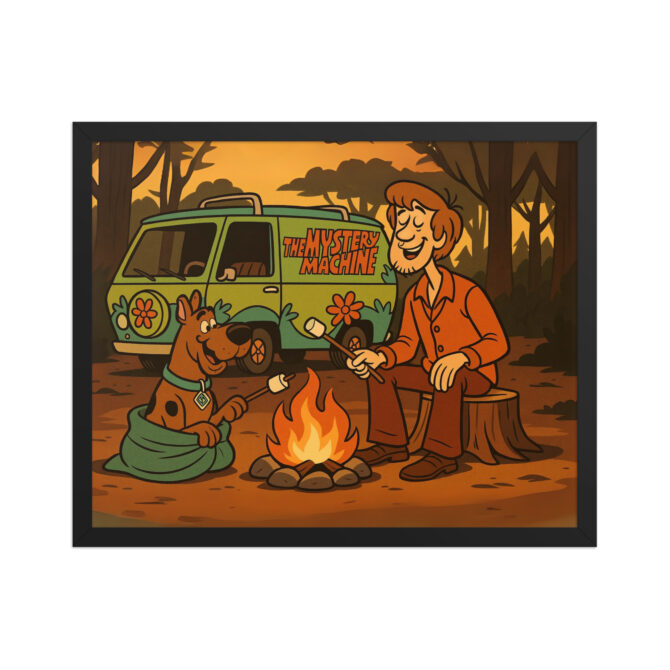 Custom SCOOBY-DOO “Mystery Van Camp” Pet & Owner Cartoon Framed Poster