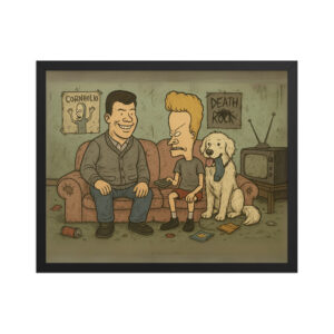 Custom BEAVIS AND BUTT-HEAD Grungy Couch Scene Pet & Owner Framed Poster
